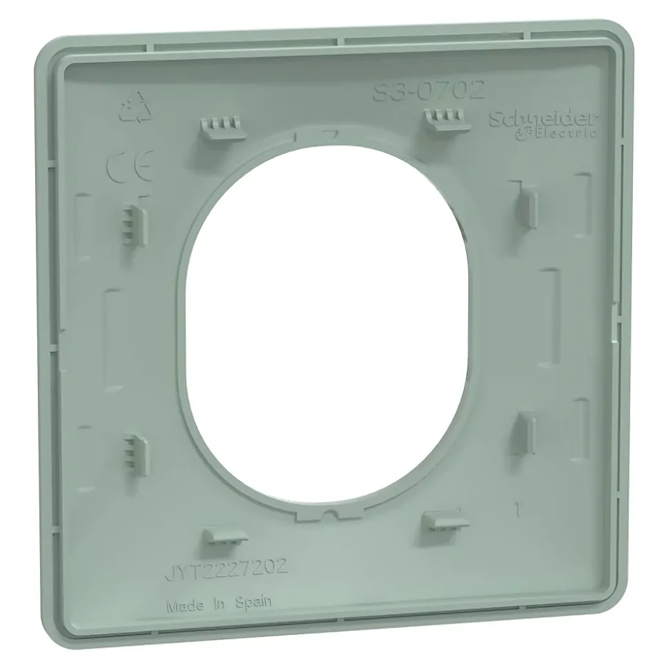 Plaque de finition 1 poste Schneider Electric Ovalis S320702A coloris sauge l.87 x P.10 x H.87 mm