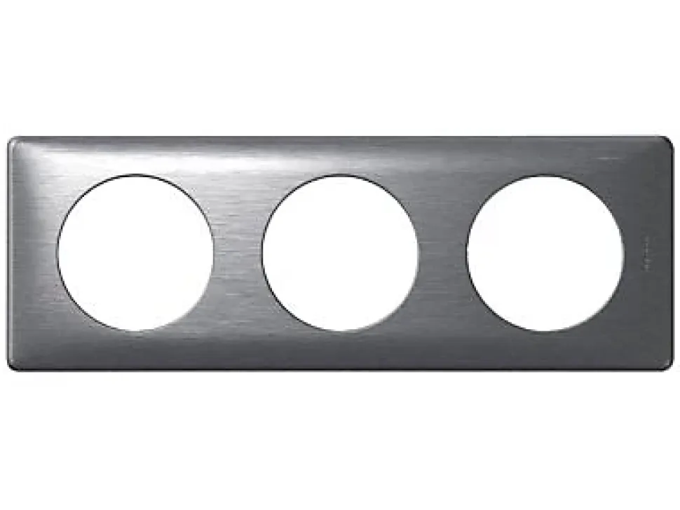 Plaque de finition 3 postes Legrand Céliane 0 998 67 coloris aluminium l.232 x P.9 x H.82 mm