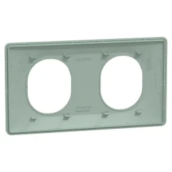 Plaque de finition 2 postes Schneider Electric Ovalis S320704A coloris sauge l.158 x P.10 x H.87 mm