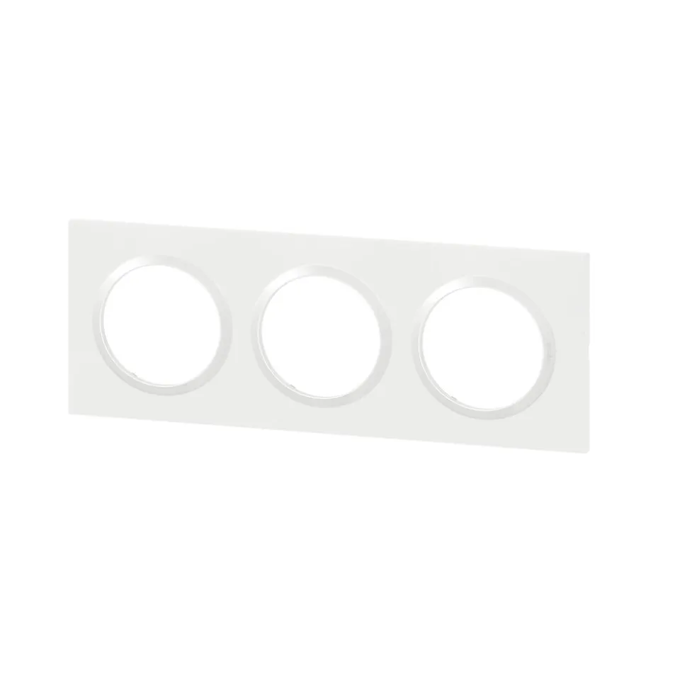 Plaque de finition 3 postes Legrand Dooxie 6 009 03 coloris blanc l.229 x P.10 x H.87 mm