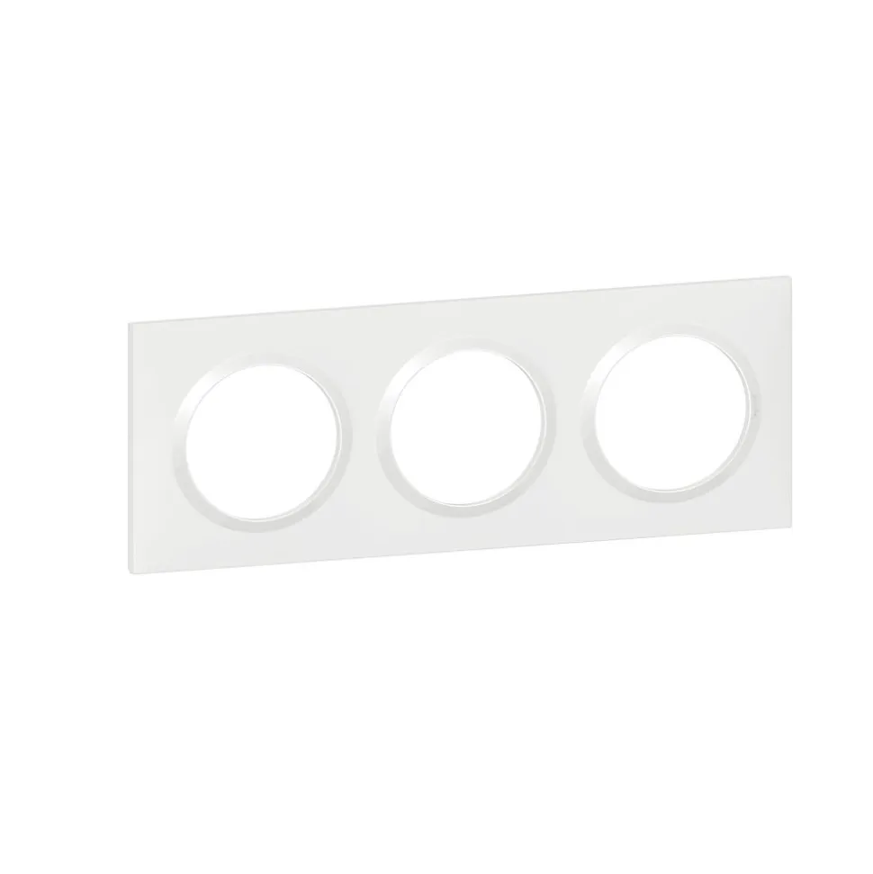 Plaque de finition 3 postes Legrand Dooxie 6 009 03 coloris blanc l.229 x P.10 x H.87 mm