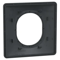 Plaque de finition 1 poste Schneider Electric Ovalis S340702G coloris anthracite avec liseré argent chromé l.87 x P.10 x H.87 mm
