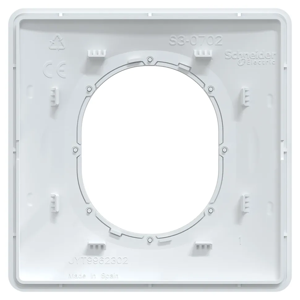 Plaque de finition 1 poste Schneider Electric Ovalis S340702E coloris anthracite avec liseré laiton l.87 x P.10 x H.87 mm