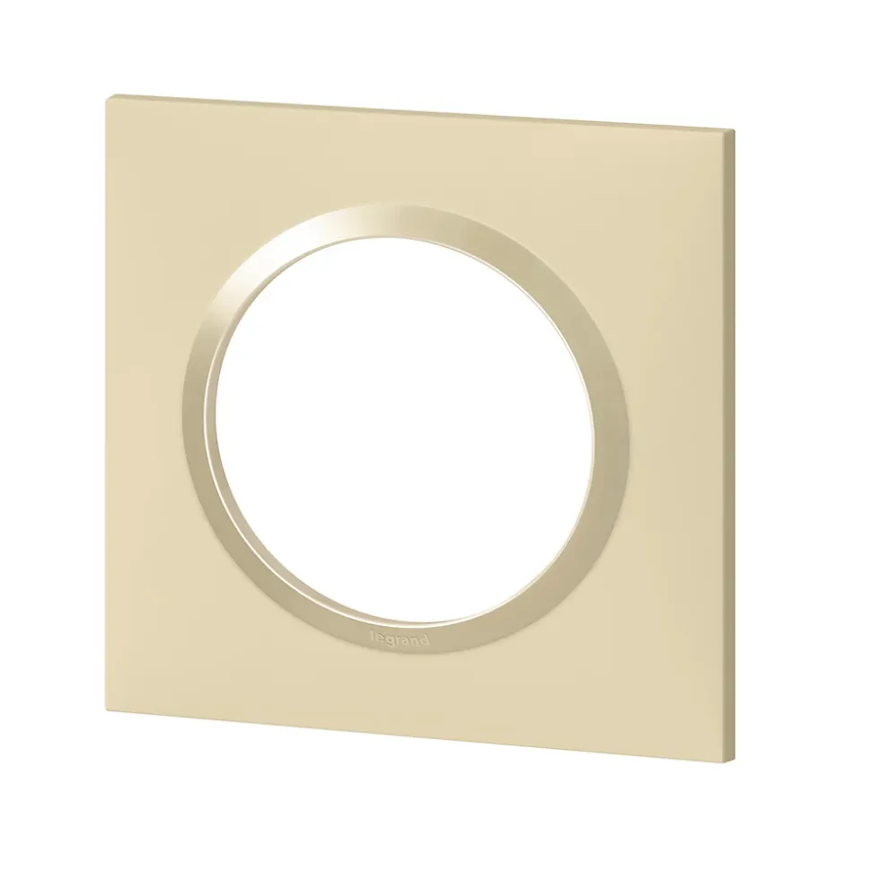 Plaque de finition 1 poste Legrand Dooxie 6 008 11 coloris dune mat avec bague dune brillante l.87 x P.10 x H.87 mm