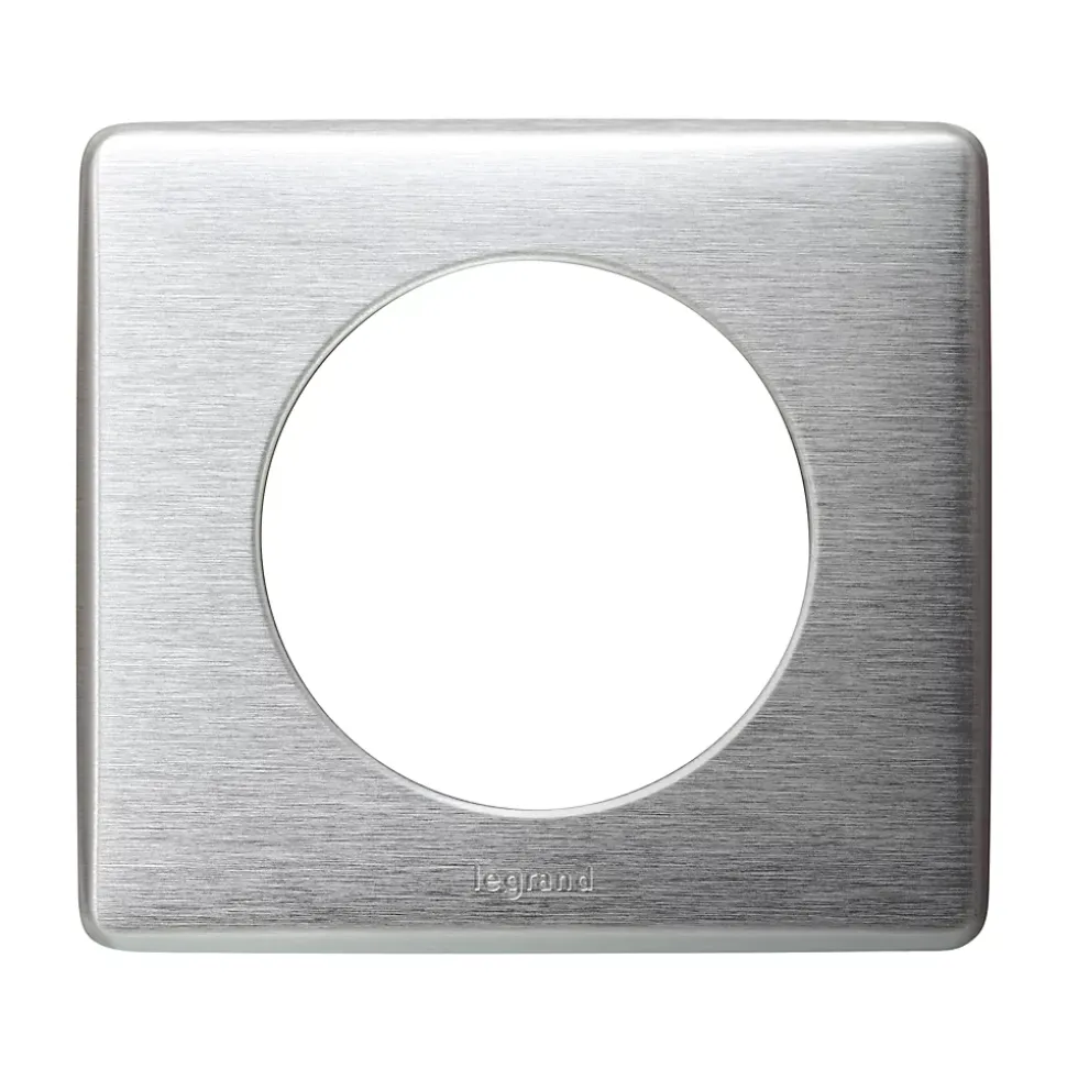 Plaque de finition 1 poste Legrand Céliane 0 998 65 coloris aluminium l.90 x P.9 x H.82 mm