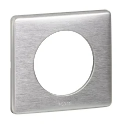 Plaque de finition 1 poste Legrand Céliane 0 998 65 coloris aluminium l.90 x P.9 x H.82 mm