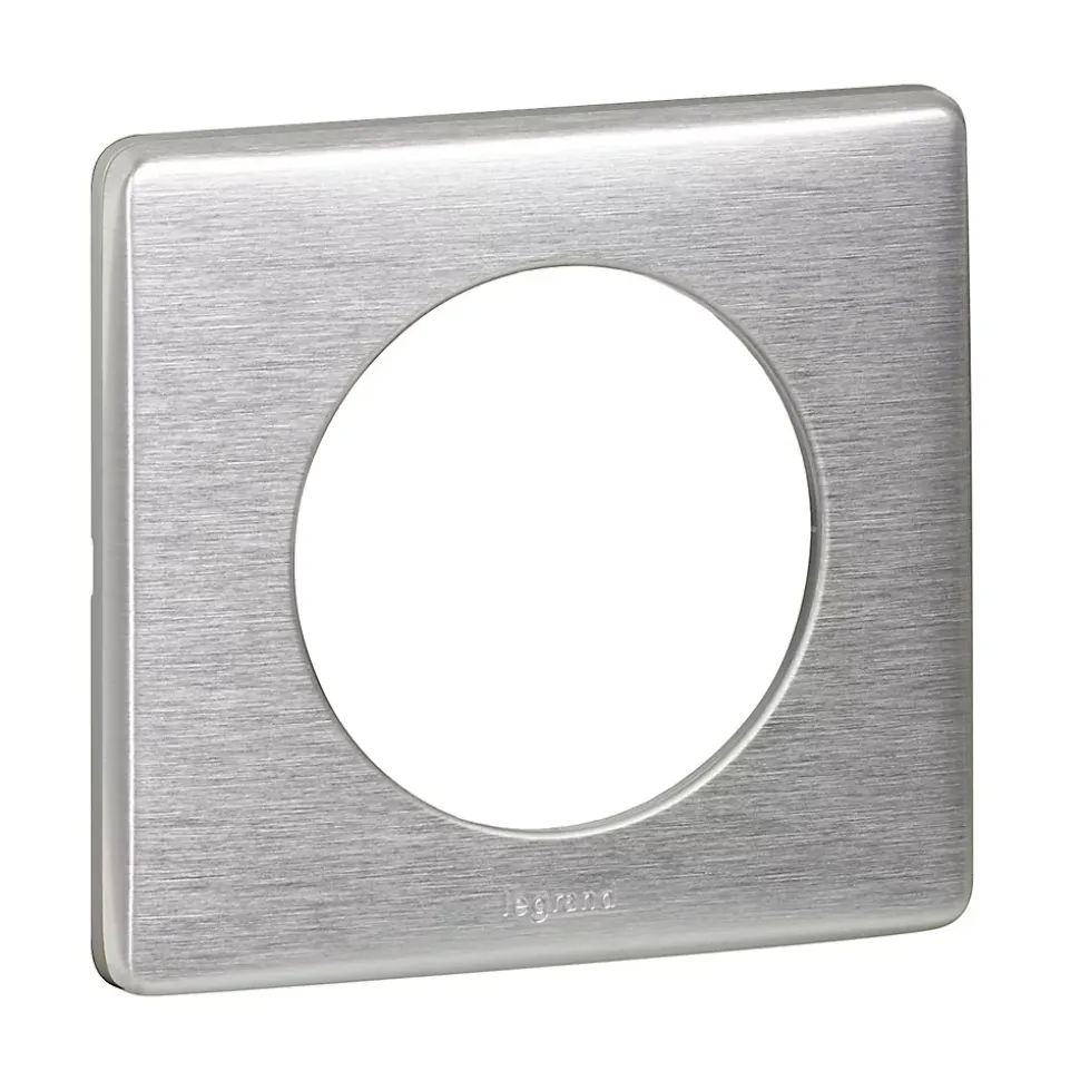 Plaque de finition 1 poste Legrand Céliane 0 998 65 coloris aluminium l.90 x P.9 x H.82 mm