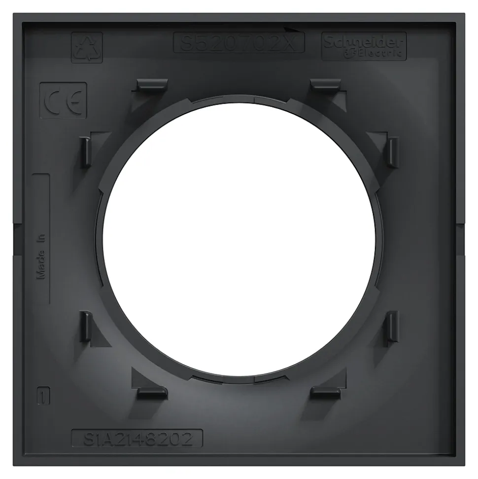 Plaque de finition 1 poste Schneider Electric Odace Styl S54C702 coloris anthracite avec liseré anthracite l.85 x P.10 x H.85 mm