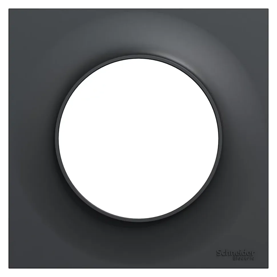 Plaque de finition 1 poste Schneider Electric Odace Styl S54C702 coloris anthracite avec liseré anthracite l.85 x P.10 x H.85 mm
