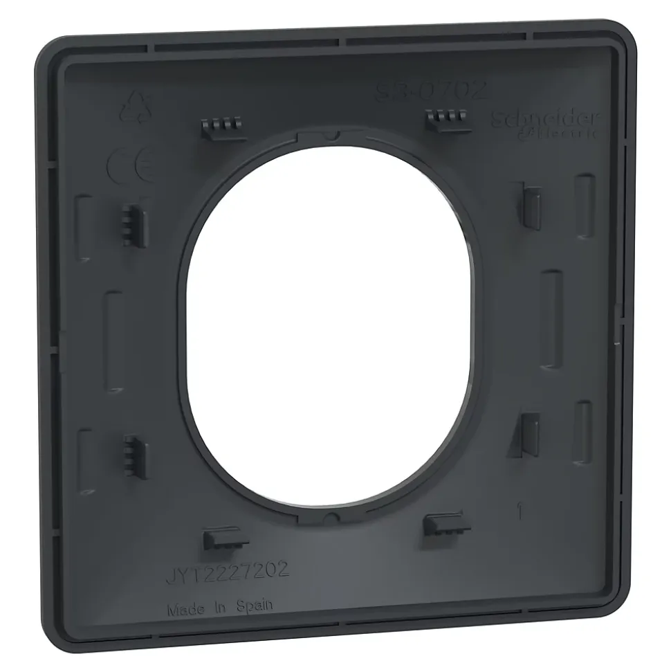 Plaque de finition 1 poste Schneider Electric Ovalis S340702 coloris anthracite l.87 x P.10 x H.87 mm