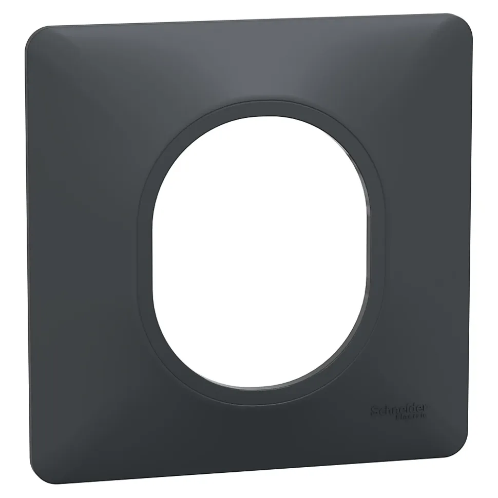 Plaque de finition 1 poste Schneider Electric Ovalis S340702 coloris anthracite l.87 x P.10 x H.87 mm