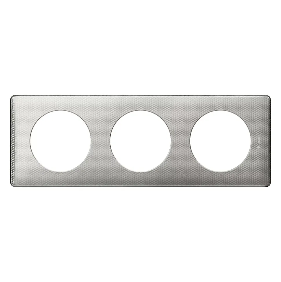 Plaque de finition 3 postes Legrand Céliane 0 988 92 coloris alu snake l.232 x P.8,5 x H.82 mm