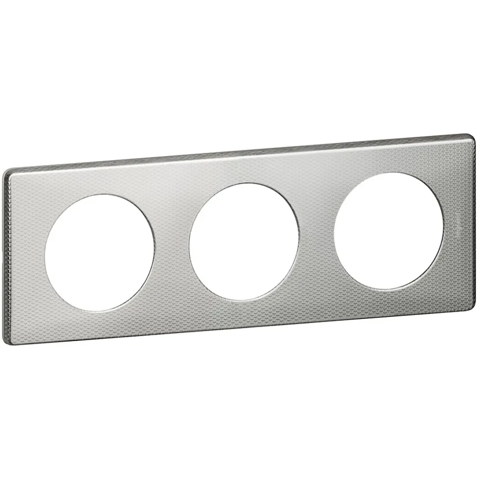 Plaque de finition 3 postes Legrand Céliane 0 988 92 coloris alu snake l.232 x P.8,5 x H.82 mm