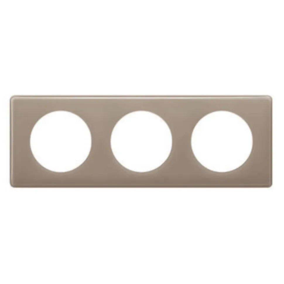 Plaque de finition 3 postes Legrand Céliane 0 988 25 coloris laqué galet l.232 x P.8,5 x H.82 mm