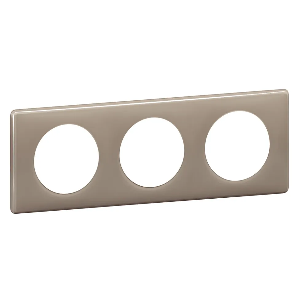 Plaque de finition 3 postes Legrand Céliane 0 988 25 coloris laqué galet l.232 x P.8,5 x H.82 mm