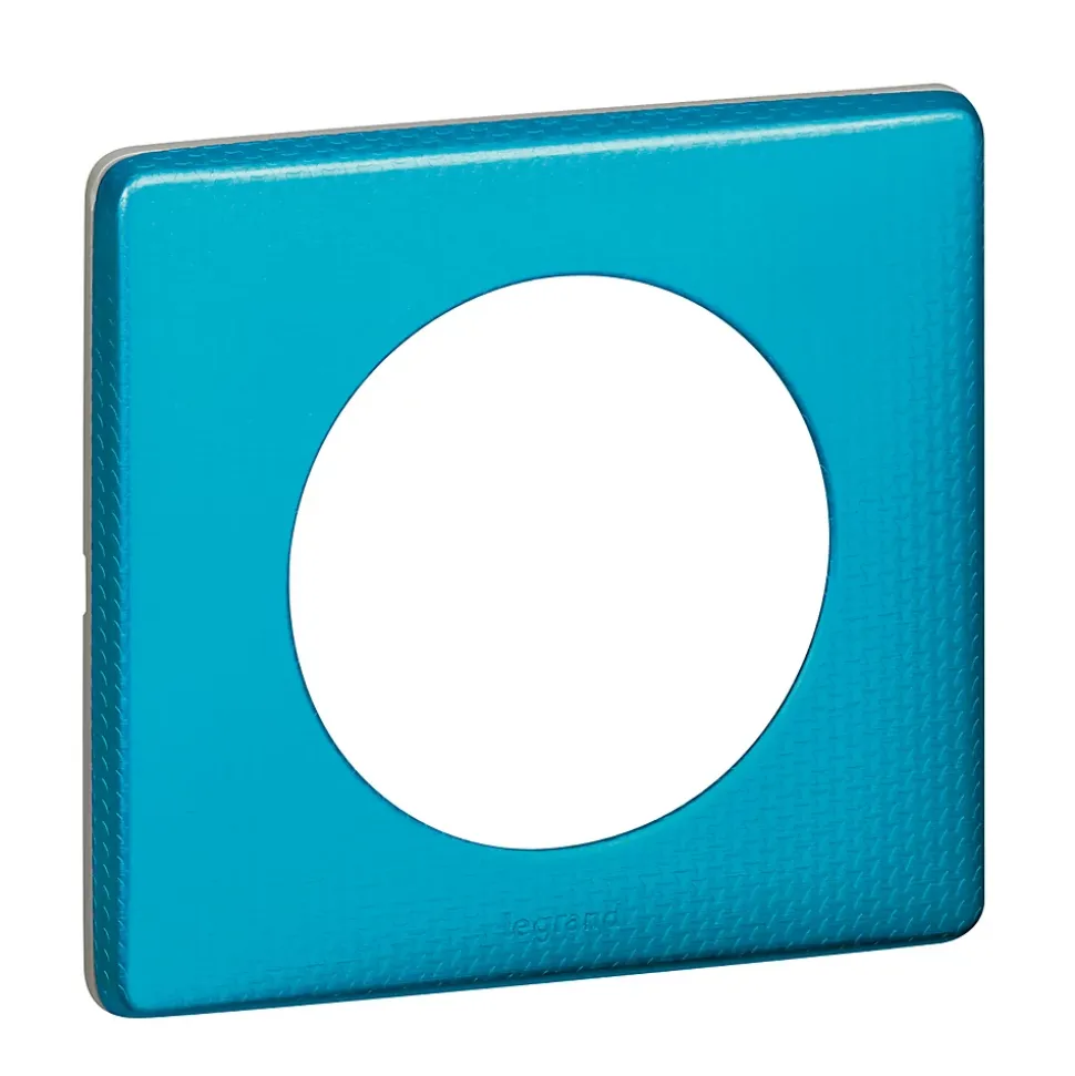 Plaque de finition 1 poste Legrand Céliane 0 988 56 coloris métal blue snake l.90 x P.8,5 x H.82 mm