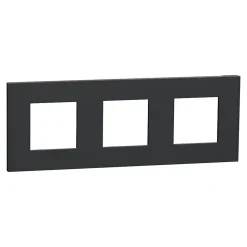Plaque de finition 3 postes Schneider Electric Unica Déco Essentielle NU600654 coloris anthracite l.230,6 x P.10,25 x H.85 mm