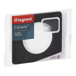 Plaque de finition 1 poste Legrand Céliane CP0121 coloris noir mat l.90 x P.9 x H.82 mm