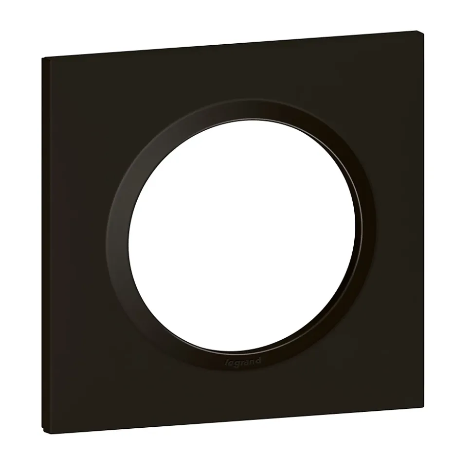 Plaque de finition 1 poste Legrand Dooxie 6 008 61 coloris noir velours l.87 x P.10 x H.87 mm