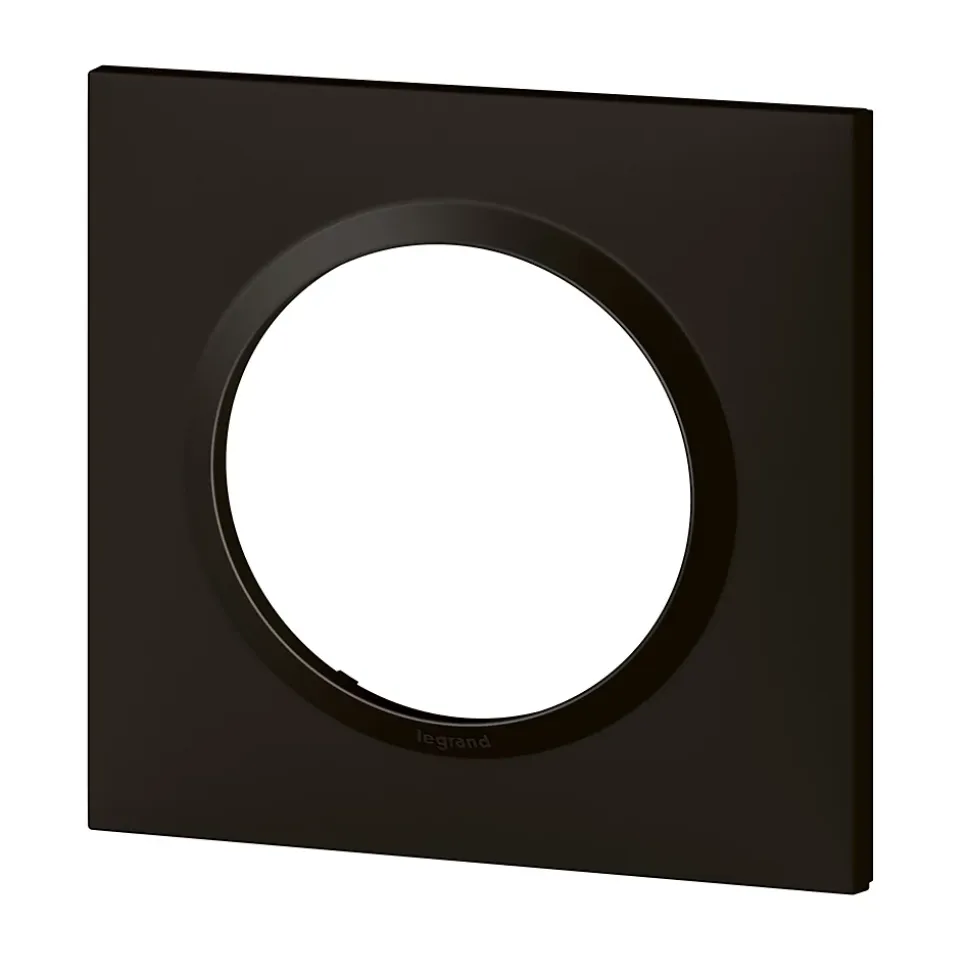 Plaque de finition 1 poste Legrand Dooxie 6 008 61 coloris noir velours l.87 x P.10 x H.87 mm