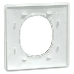 Plaque de finition 1 poste Schneider Electric Ovalis S320702D coloris blanc avec liseré laiton l.87 x P.10 x H.87 mm