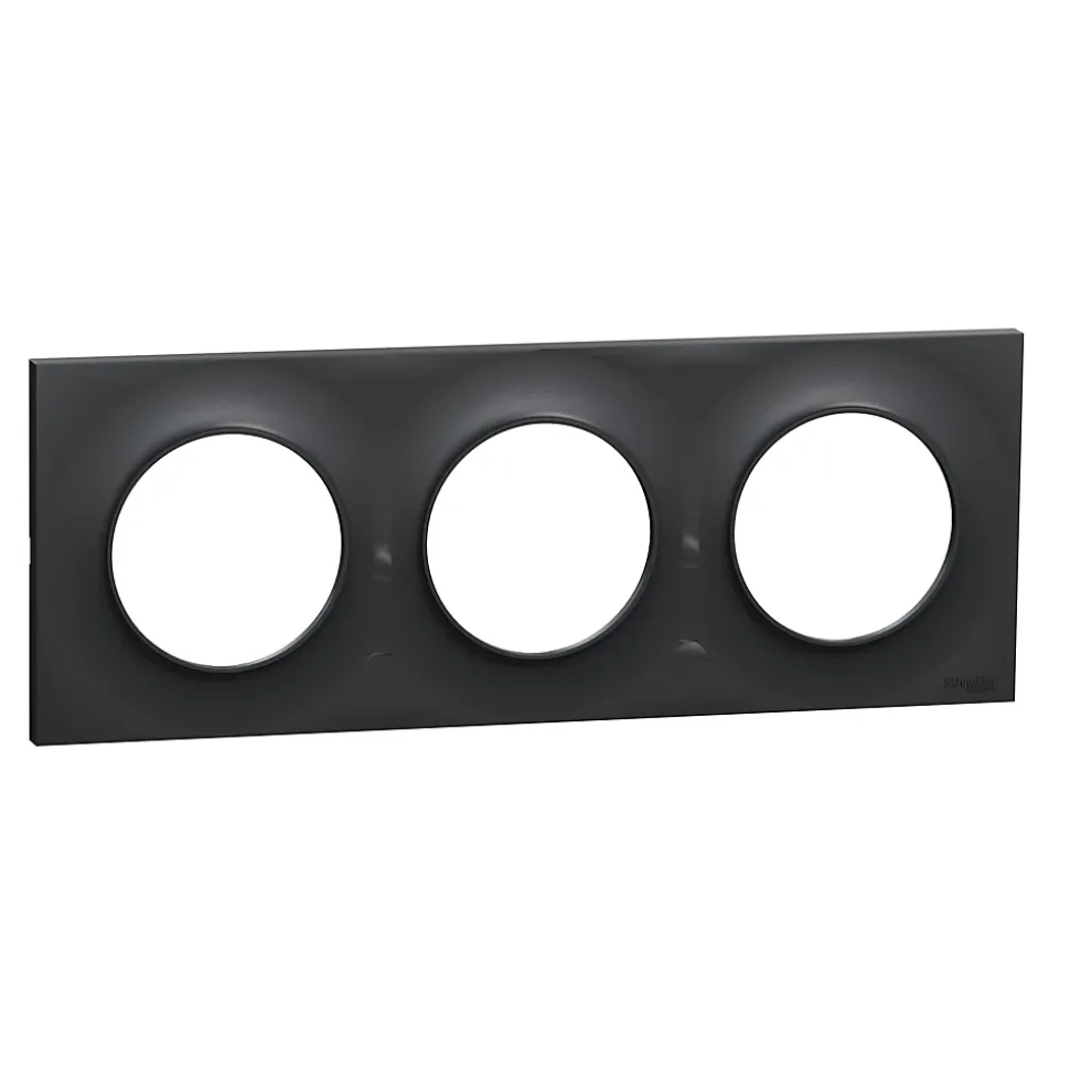 Plaque de finition 3 postes Schneider Electric Odace Styl S540706 coloris anthracite l.227 x P.10 x H.85 mm