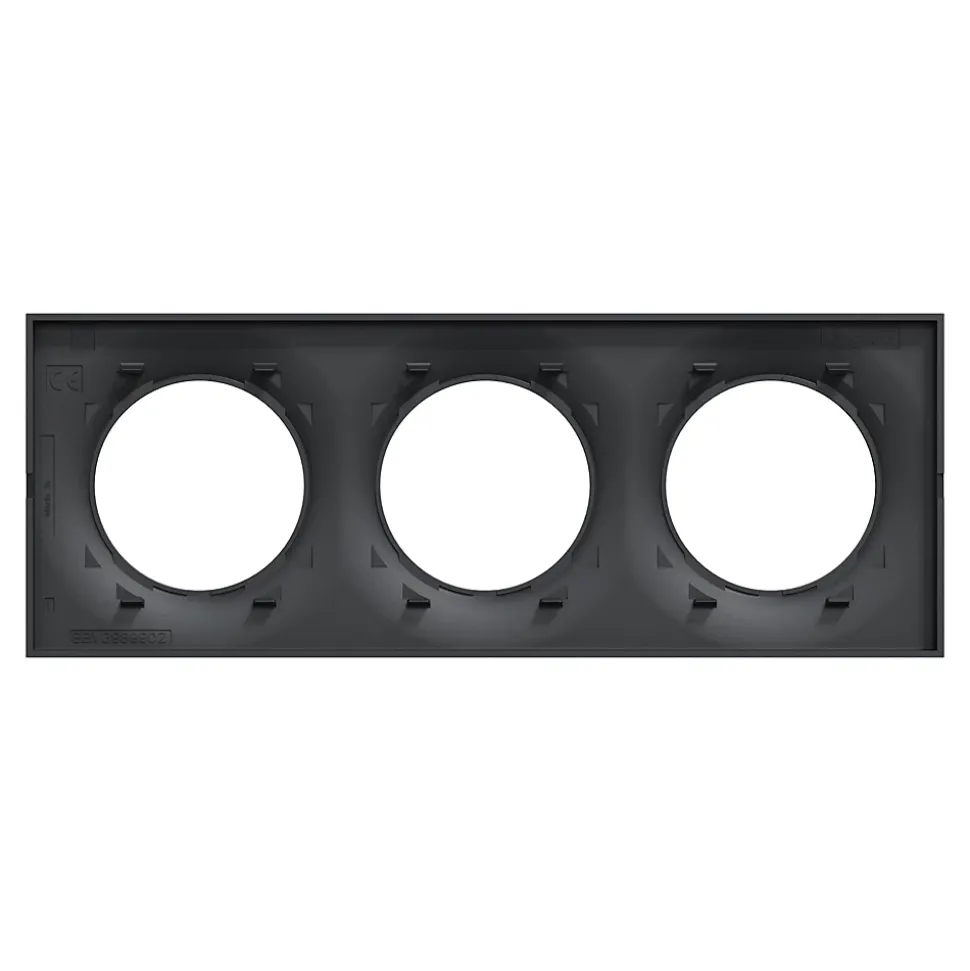 Plaque de finition 3 postes Schneider Electric Odace Styl S540706 coloris anthracite l.227 x P.10 x H.85 mm