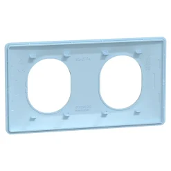 Plaque de finition 2 postes Schneider Electric Ovalis S320704C coloris bleu azurin l.158 x P.10 x H.87 mm