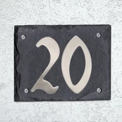 Plaque de numéro de rue, en schiste, noir, L.15 x l.18,5 cm, Chapuis CIXA11