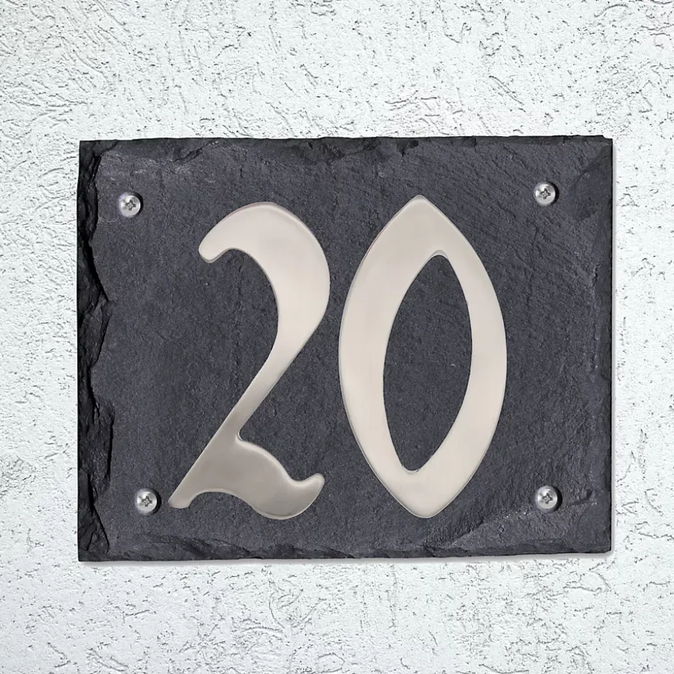 Plaque de numéro de rue, en schiste, noir, L.15 x l.18,5 cm, Chapuis CIXA11