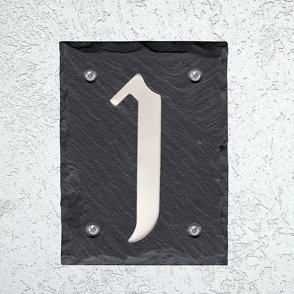 Plaque de numéro de rue, en schiste, noir, L.11,5 x l.15 cm, Chapuis CIXA10