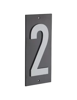 Plaque de signalisation 2, marquage blanc sur fond noir, panneau ABS à visser, 56x120mm - THIRARD