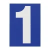 Plaque de signalisation 1, marquage blanc sur fond bleu, panneau PVC adhésif, 65x90mm - THIRARD