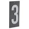 Plaque de signalisation 3, marquage blanc sur fond noir, panneau ABS à visser, 56x120mm - THIRARD