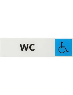 Plaque de signalisation WC, plexiglass adhésif, 170x45mm - THIRARD