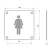 Plaque de signalisation WC Femme , à visser, inox brossé, marquage noir, 100x100mm - THIRARD