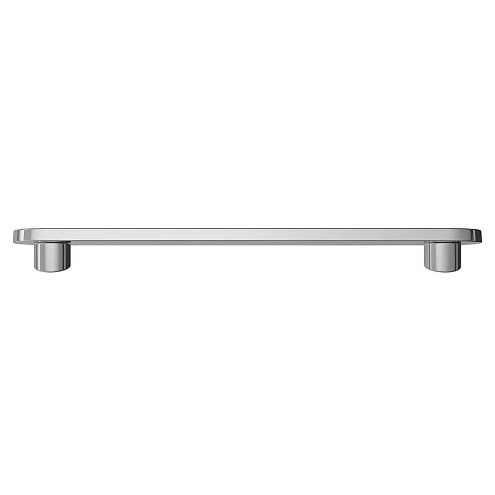 Poignée de meuble arrondi GoodHome Minzh aluminium effet chromé gris l.153mm x l.25mm x H. 16mm entraxe 128mm