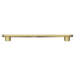 Poignée de meuble arrondi GoodHome Minzh aluminium effet laiton satin doré l.153mm x l.25mm x H. 16mm entraxe 128mm