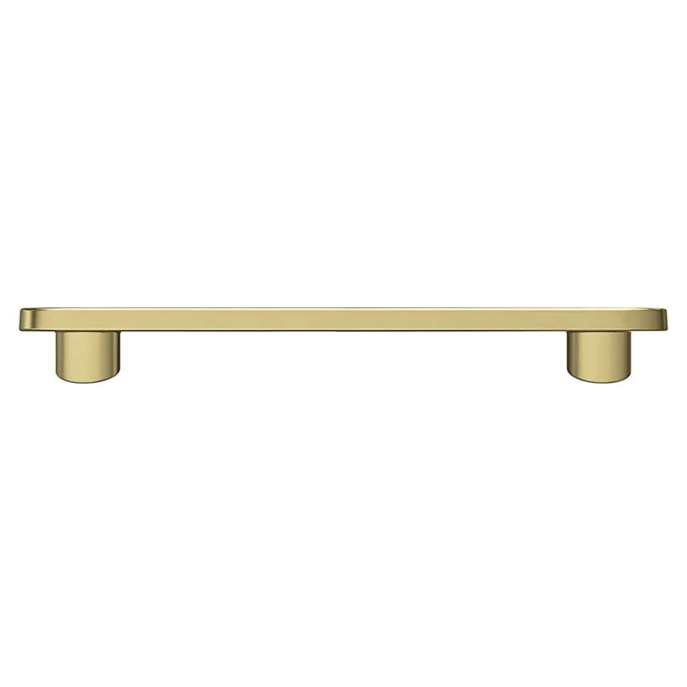 Poignée de meuble arrondi GoodHome Minzh aluminium effet laiton satin doré l.121mm x l.25mm x H. 16mm entraxe 96mm