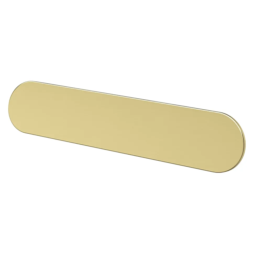Poignée de meuble arrondi GoodHome Minzh aluminium effet laiton satin doré l.121mm x l.25mm x H. 16mm entraxe 96mm
