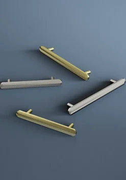Poignée de meuble arrondi GoodHome Garlan aluminium effet nickel satin gris l.168mm x l.15mm x H. 27mm entraxe 128mm