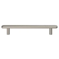 Poignée de meuble arrondi GoodHome Garlan aluminium effet nickel satin gris l.168mm x l.15mm x H. 27mm entraxe 128mm