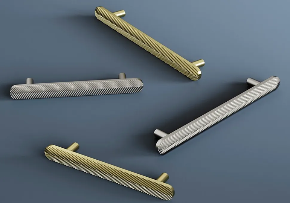 Poignée de meuble arrondi GoodHome Garlan aluminium effet nickel satin gris l.168mm x l.15mm x H. 27mm entraxe 128mm