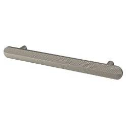 Poignée de meuble arrondi GoodHome Garlan aluminium effet nickel satin gris l.168mm x l.15mm x H. 27mm entraxe 128mm
