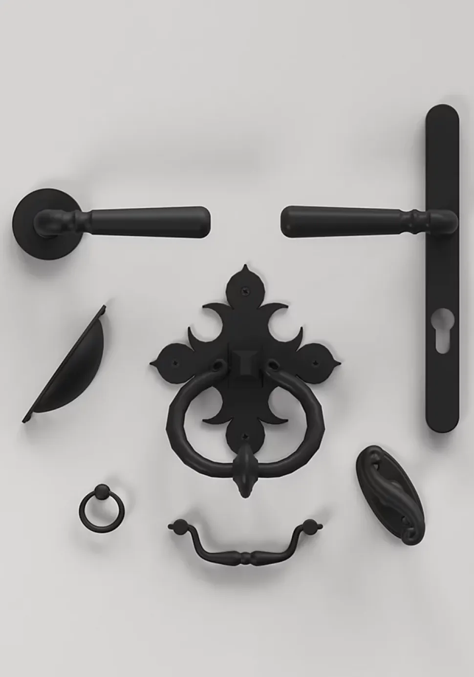 Poignée de meuble demi-ronde GoodHome Kilhog mat noir l.104mm x l.30mm x H. 26mm entraxe 64mm