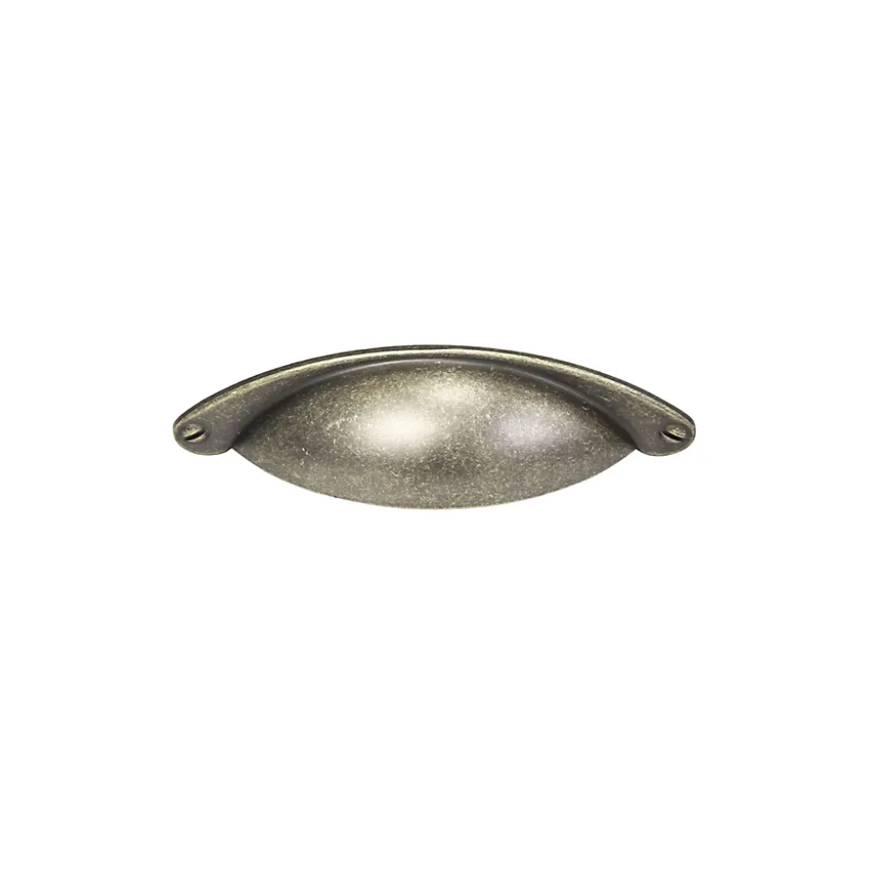 Poignée de meuble demi-ronde Rohan effet laiton antique satin doré l.120mm x l.30mm x H. 25mm entraxe 80mm