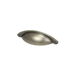 Poignée de meuble demi-ronde Rohan effet laiton antique satin doré l.120mm x l.30mm x H. 25mm entraxe 80mm