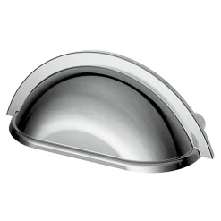 Poignée de meuble demi-ronde GoodHome Govlin effet chromé gris l.81mm x l.30mm x H. 30mm entraxe 64mm