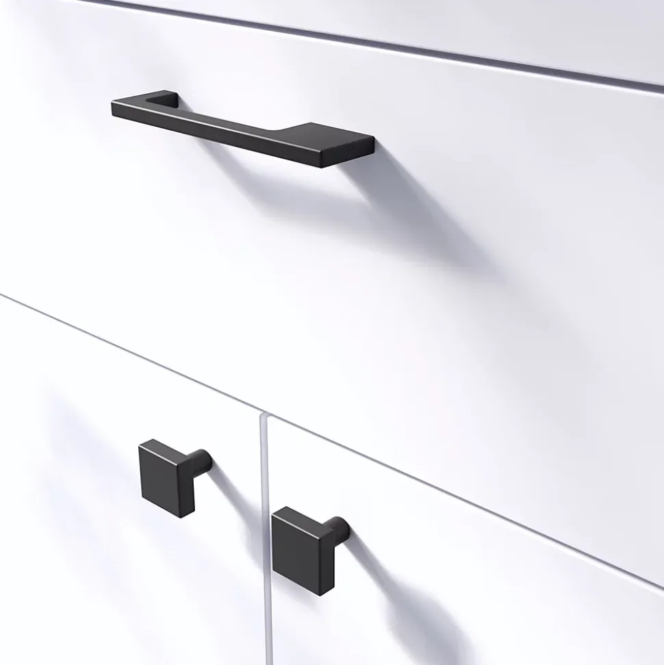 Poignée de meuble Droit GoodHome Skej aluminium mat noir l.126mm x l.7mm x H. 30mm entraxe 96mm