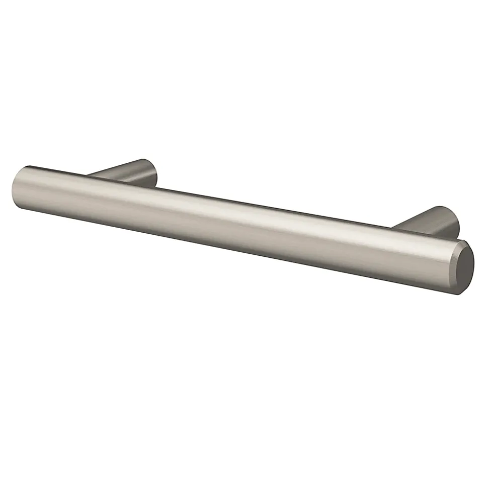 Poignée de meuble en T GoodHome Dizel acier effet nickel satin gris l.136mm x l.12mm x H. 35mm entraxe 96mm
